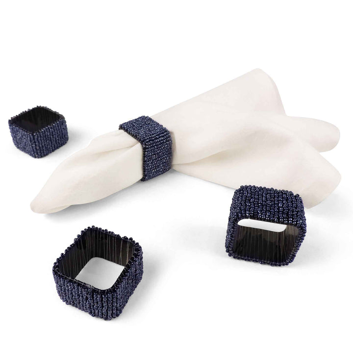 Classic Square Napkin Rings / Set of 4 / luster