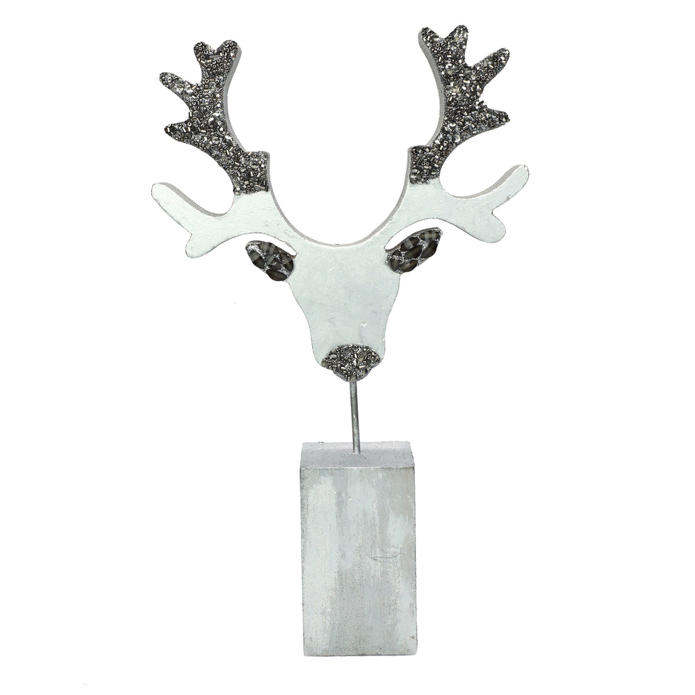 Oh Deer! Wood Sculpture # 2 / Silver / 8"x13" / Set of 1 - trunkin.in