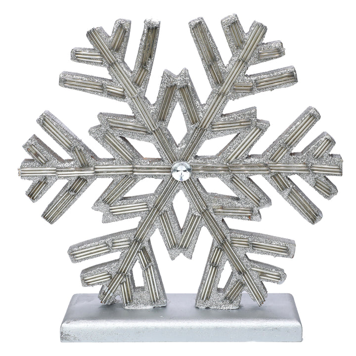 Snowflaked Wood Sculpture / Silver / 8.5"x8.5 / Set of 1 - trunkin.in