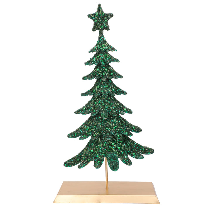 Dickens Beaded Christmas Tree / Green / 10"x19.2" / Set of 1 - trunkin.in