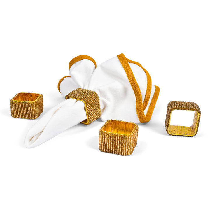 Classic Square Napkin Rings / Set of 4 / Gold